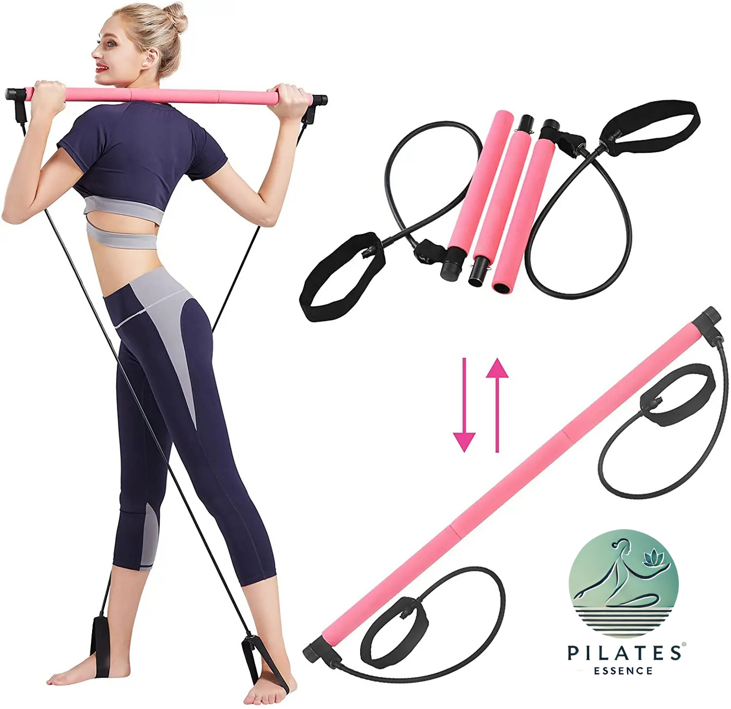 Tragbare Pilatesstange mit Widerstandsbändern – Muskelstärkung und Flexibilität