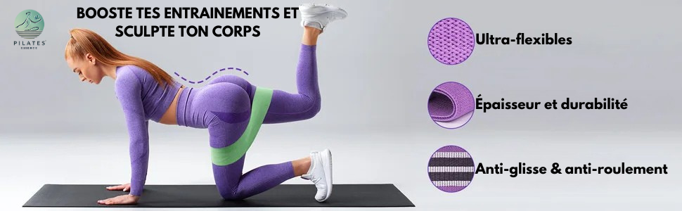 Ensemble d'Élastique de Résistance Antidérapant pour Fitness et Yoga
