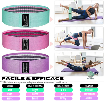 Ensemble d'Élastique de Résistance Antidérapant pour Fitness et Yoga