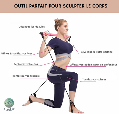 Tragbare Pilatesstange mit Widerstandsbändern – Muskelstärkung und Flexibilität 